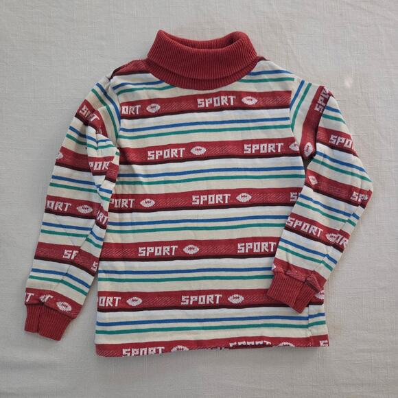 Vintage Sport Football Striped Turtleneck 3t - Picture 2 of 6